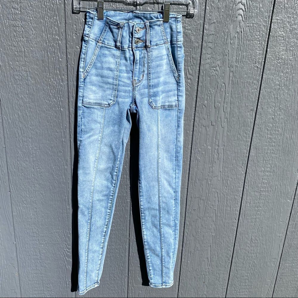 American Eagle Next Level Stretch Super High Rise Jeggings Jeans 00 - Picture 16 of 16
